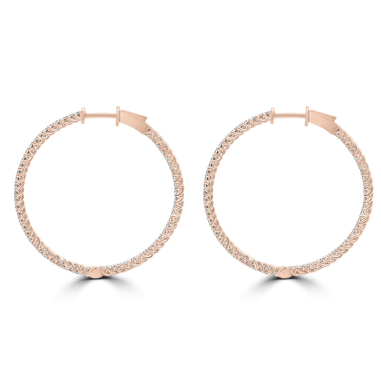 14K Rose Gold Lab-Grown Diamond Hoop Earrings I // New - Lab-grown ...