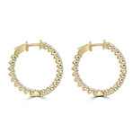 14K Yellow Gold Lab-Grown Diamond Chunky Hoop Earrings // New