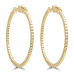 14K Yellow Gold Lab-Grown Diamond Hoop Earrings II // New