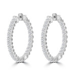14K White Gold Lab-Grown Diamond Chunky Hoop Earrings // New