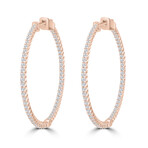 14K Rose Gold Lab-Grown Diamond Hoop Earrings II // New