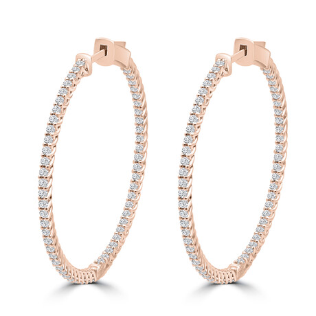 14K Rose Gold Lab-Grown Diamond Hoop Earrings I // New