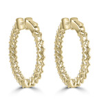 14K Yellow Gold Lab-Grown Diamond Chunky Hoop Earrings // New