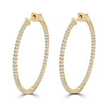 14K Yelloe Gold Lab-Grown Diamond Hoop Earrings I // New