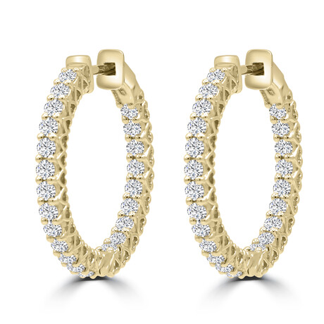 14K Yellow Gold Lab-Grown Diamond Chunky Hoop Earrings II // New