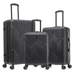 InUSA Drip Lightweight Hardside Spinner 3 Piece Luggage Set  20"/24"/28" (Black)