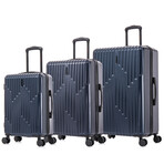 InUSA Drip Lightweight Hardside Spinner 3 Piece Luggage Set  20"/24"/28" (Black)