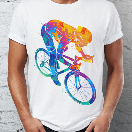 Colorful Bike Rider T-Shirt // White (S)