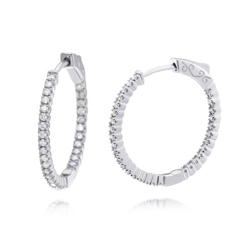 Ina Mar // 18K White Gold Diamond Hoop Earrings // New