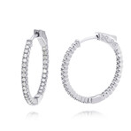 18K White Gold Diamond Hoop Earrings // New