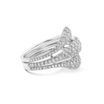 Kwiat // 18K White Gold Diamond Three Band Cocktail Ring // Ring Size: 5.5 // New