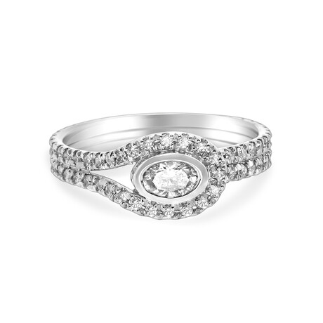 Kwiat // 18K White Gold Oval Diamond Button Ring // Ring Size: 6.25 // New