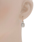 14K White Gold + 14K Rose Gold + White Diamond + Pink Diamond Drop Earrings // New
