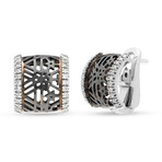 Piero Milano // 18K White Gold + Black Rhodium Diamond Huggie Earrings // New