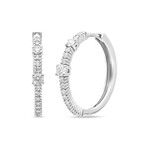 Damiani // 18K White Gold Diamond Huggie Earrings // New