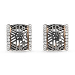 Piero Milano // 18K White Gold + Black Rhodium Diamond Huggie Earrings // New