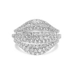 Kwiat // 18K White Gold Diamond Three Band Cocktail Ring // Ring Size: 5.5 // New