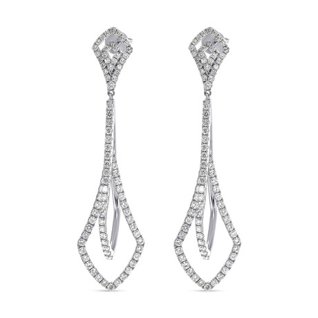 Ina Mar // 18K White Gold Diamond Drop Earrings // New