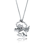 Minu by Giovanni Ferraris // 18K White Gold Diamond Angel Charm Pendant Necklace // 14"-16" // New