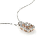 Gregg Ruth // 14K White Gold + 14K Rose Gold Diamond + Pink Diamond Pendant Necklace // 18" // New