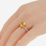 SuperOro // 14K Yellow Gold Octagonal Lemon Topaz + Diamond Gemstone Ring // Ring Size: 6.5 // New