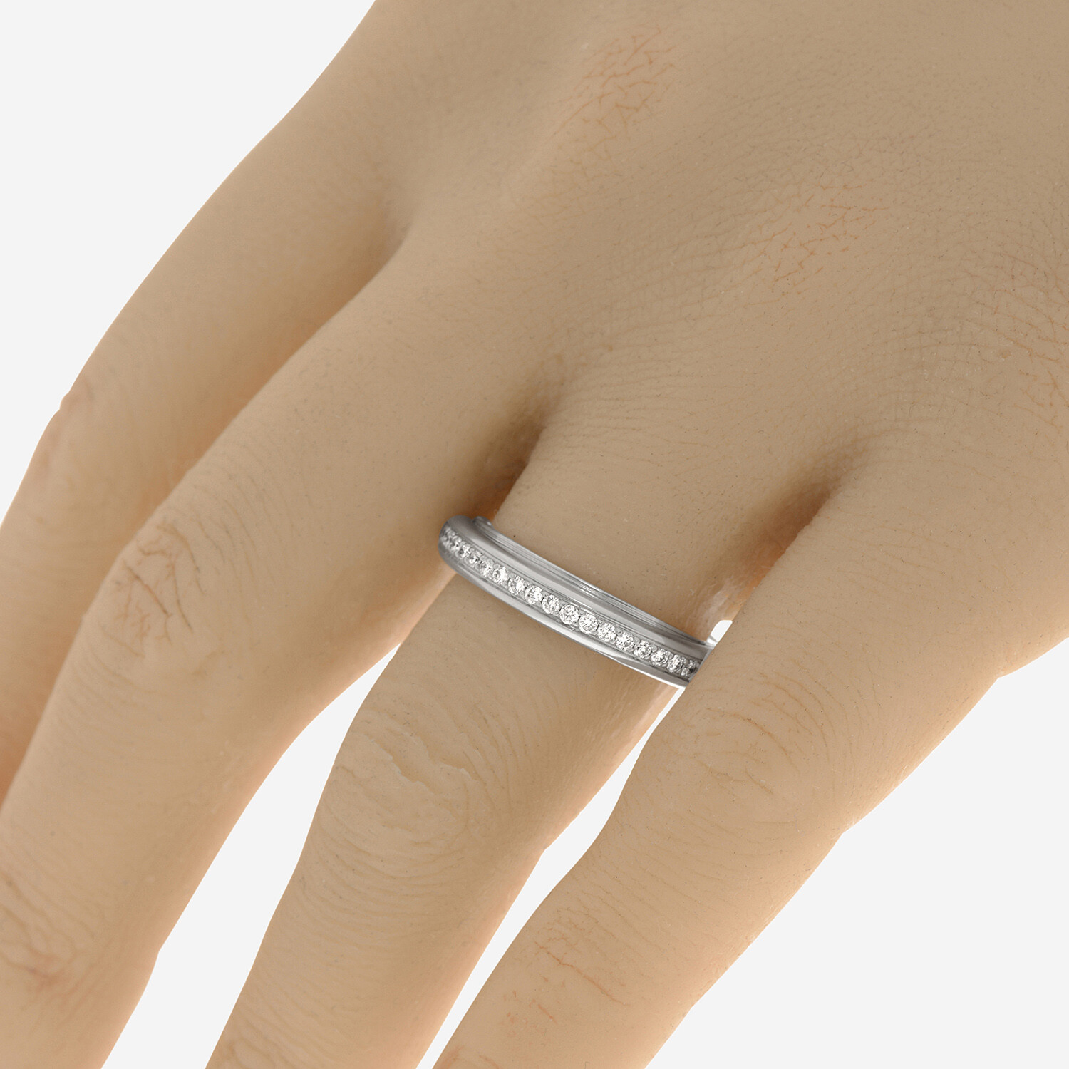Damiani 18K White Gold Diamond Band Ring Ring Size 7 25 New damiani-18k-white-gold-diamond-band-ring-ring-size-7-25-new