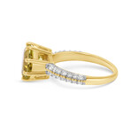 SuperOro // 14K Yellow Gold Octagonal Lemon Topaz + Diamond Gemstone Ring // Ring Size: 6.5 // New