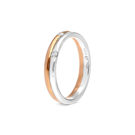 Damiani // 18K Rose Gold + 18K White Gold Diamond Band Ring // Ring Size: 6.25 // New