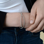 Tresorra // 18K White Gold Diamond Bangle Bracelet // 6.75" // New