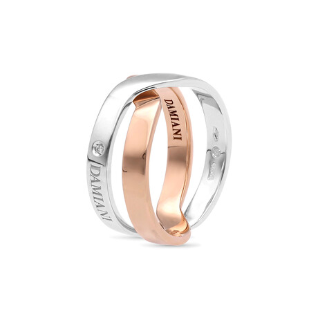 Damiani // 18K White Gold + 18K Rose Gold Band Ring // Ring Size: 8 // New