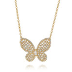 Ina Mar // 18K Yellow Gold Diamond Butterfly Pendant Necklace // 17" // New