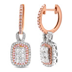 Gregg Ruth // 14K White Gold + 14K Rose Gold + White Diamond + Pink Diamond Drop Earrings // New