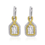Gregg Ruth // 14K White Gold + 14K Yellow Gold Diamond + Yellow Diamond Drop Earrings // New