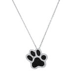 Sterling Silver CZ Doggy Paw Pendant
