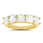 14k Yellow Gold Over Silver 5-stone Cushion-cut CZ Ring (6)