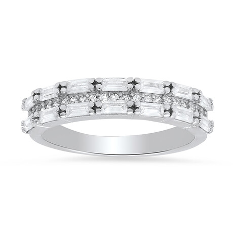 Sterling Silver Baguette-cut CZ Band Ring (6)