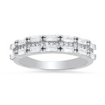Sterling Silver Baguette-cut CZ Band Ring (6)