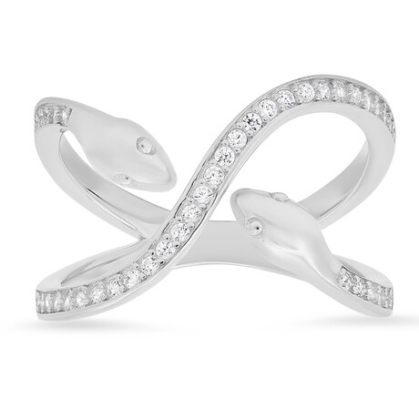 Sterling Silver CZ Snake X Ring (6)