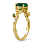 14k Yellow Gold Over Silver Emerald CZ Floral Ring (6)