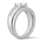 Sterling Silver Princess-cut CZ 2pc Stackable Ring Set (6)