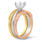 Sterling Silver Tri-Color CZ 3pc Stackable Ring Set (6)