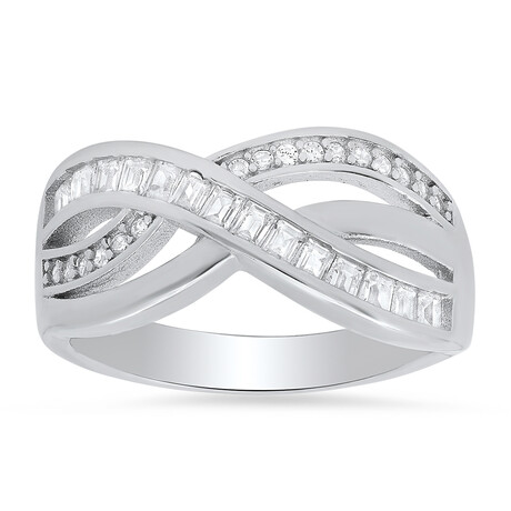 Sterling Silver Crossover CZ Ring (6)