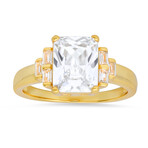 14k Yellow Gold Over Silver Emerald-cut CZ Ring (6)