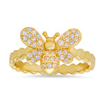 14k Yellow Gold Over Silver CZ Bumble Bee Ring (6)