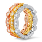 Sterling Silver Tri-Color 3pc Stackable Ring Set (6)