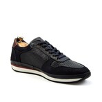 Men's Pierced Genine Leather + Nubuck Casual Sneakers // Navy Blue (Euro: 42)