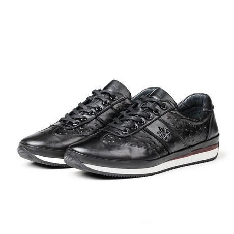 Men's Ostrich Genuine Leather Casual Shoes // Black (Euro: 40)