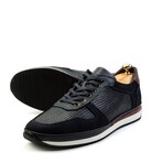 Men's Pierced Genine Leather + Nubuck Casual Sneakers // Navy Blue (Euro: 40)