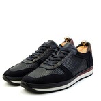 Men's Pierced Genine Leather + Nubuck Casual Sneakers // Navy Blue (Euro: 44)