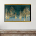 Gold Forest On Teal by Kate Bennett (18"H x 26"W x 1.5"D)